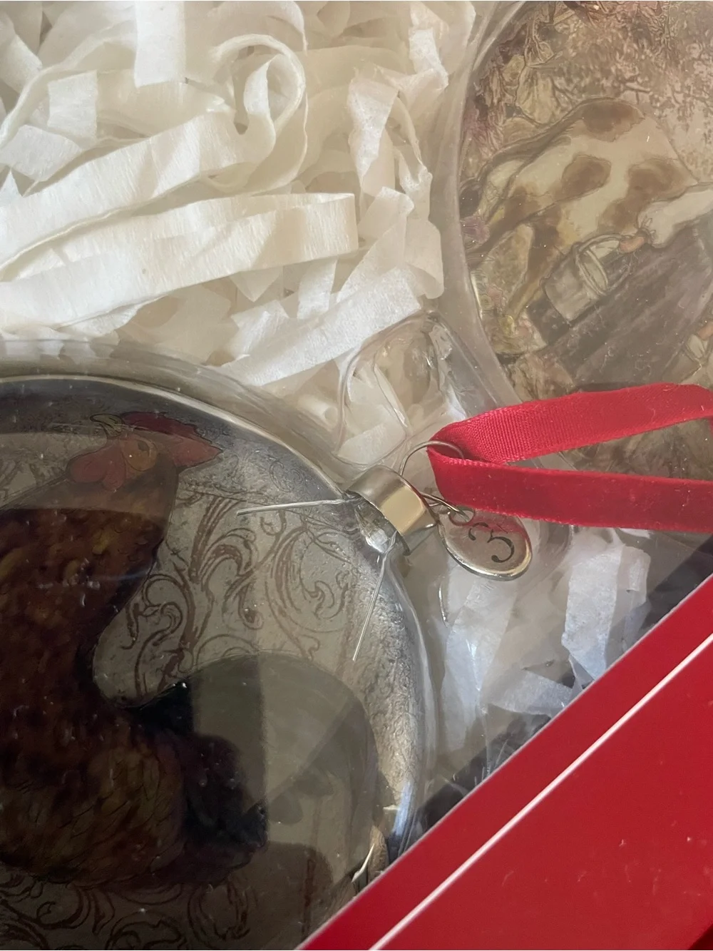 Pottery Barn Red and White '12 Days of Christmas' Holiday Ornament Set Box